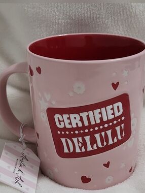 Certified Delulu Pink Ceramic Mug with Red Interior